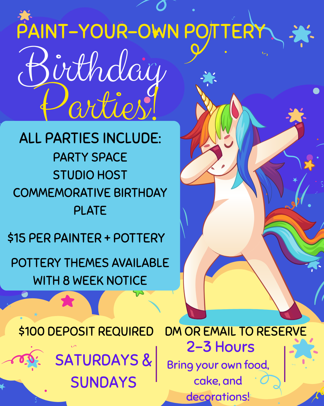Birthday Party Reservation Deposit