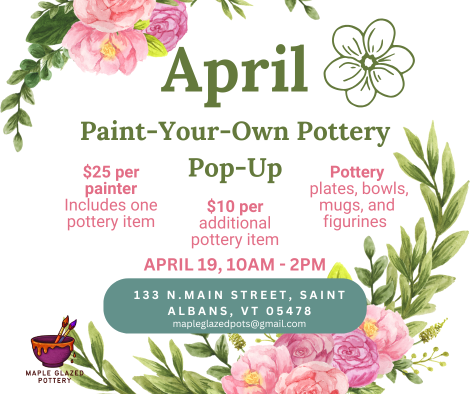 April Paint-Your-Own Pottery Pop-Up Reserved Seating